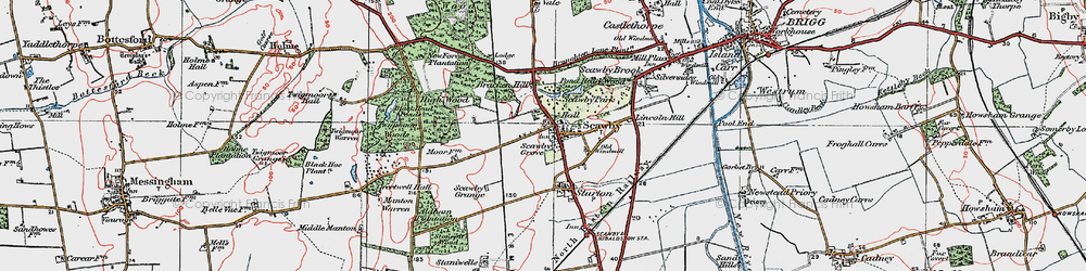 Old map of Scawby in 1923