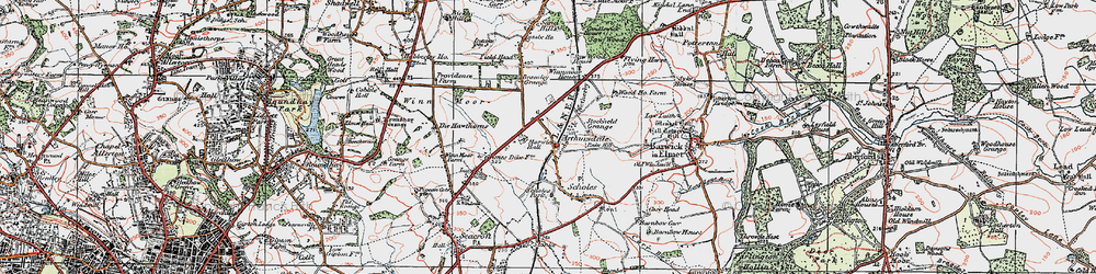 Old map of Scholes in 1925