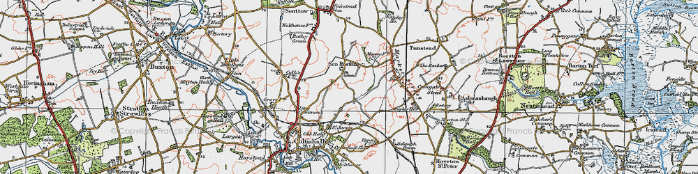 Old map of Sco Ruston in 1922