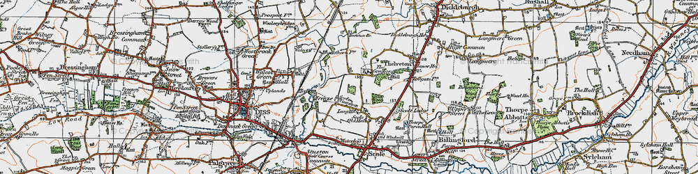 Old map of Scole Common in 1921