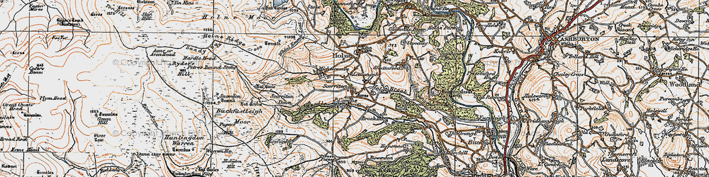 Old map of Scorriton in 1919