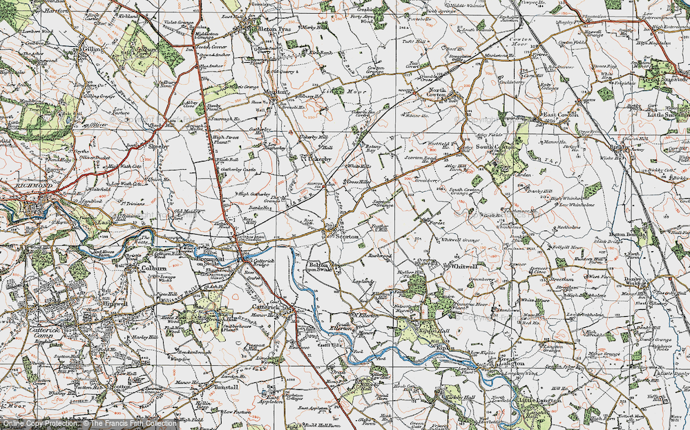 Old Map of Historic Map covering Beck Hill in 1925