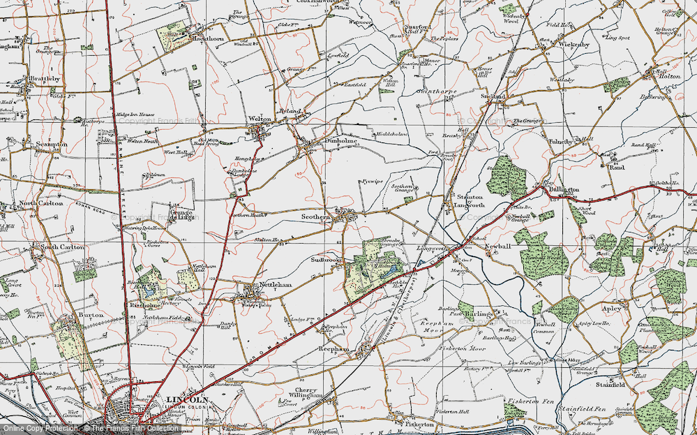 Old Map of Scothern, 1923 in 1923