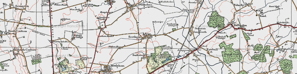 Old map of Scothern in 1923