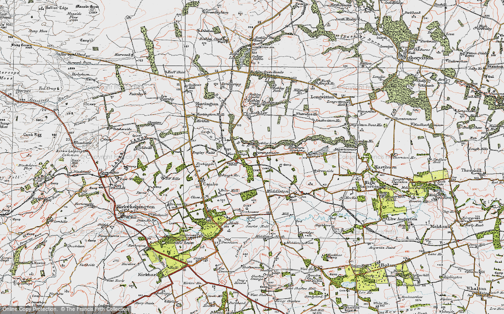 Old Map of Scots' Gap, 1925 in 1925