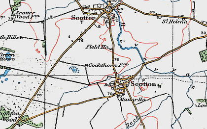 Old map of Scotton in 1923