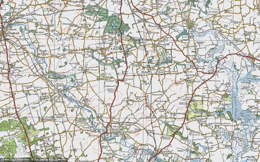 Old Map of Scottow, 1922 in 1922