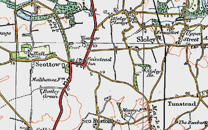 Old map of Scottow in 1922