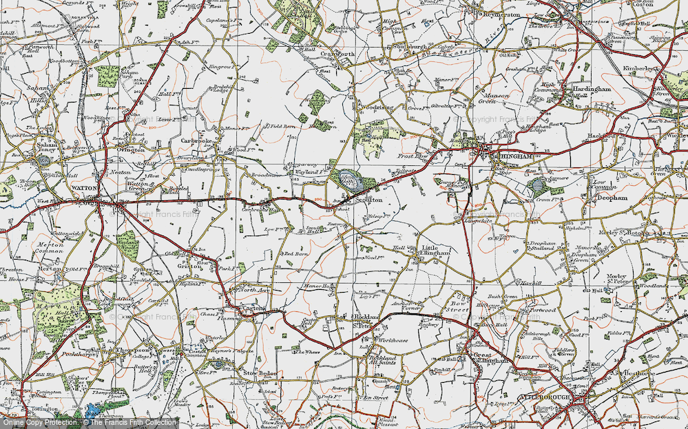 Old Map of Scoulton, 1921 in 1921