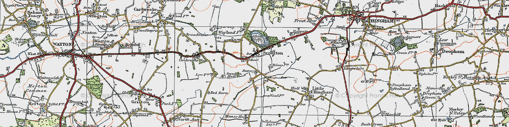 Old map of Scoulton in 1921
