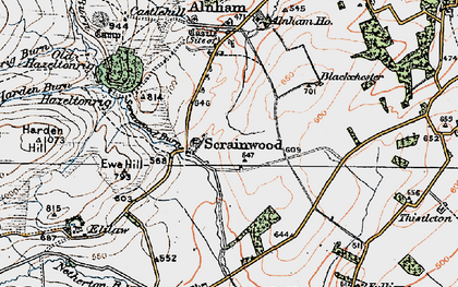 Old map of Scrainwood in 1925