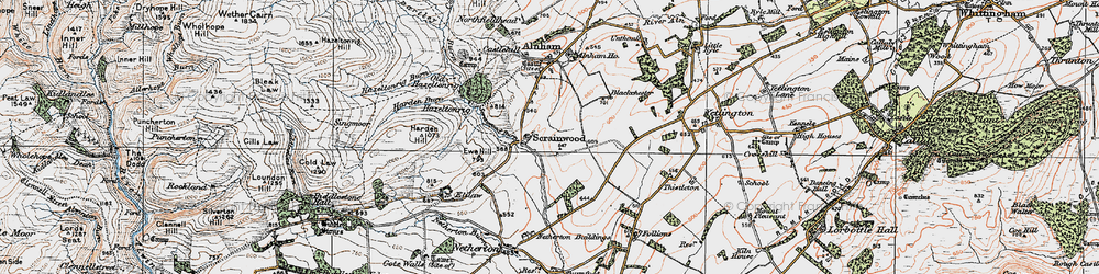 Old map of Scrainwood in 1925