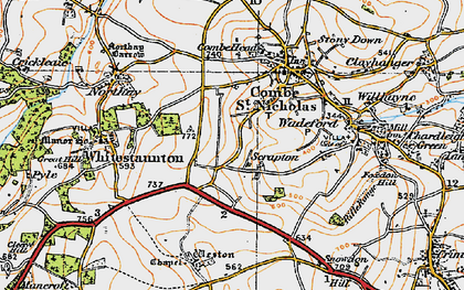 Old map of Scrapton in 1919