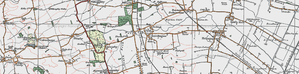 Old map of Scredington in 1922