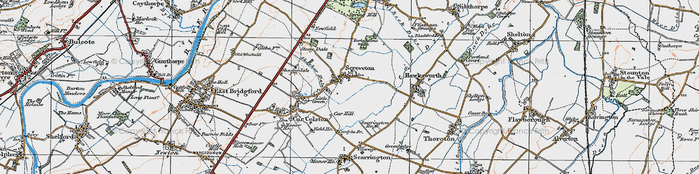 Old map of Screveton in 1921