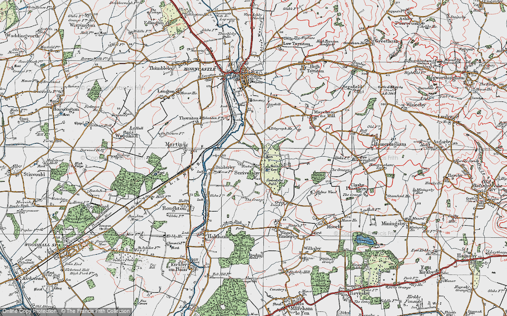 Old Map of Scrivelsby, 1923 in 1923
