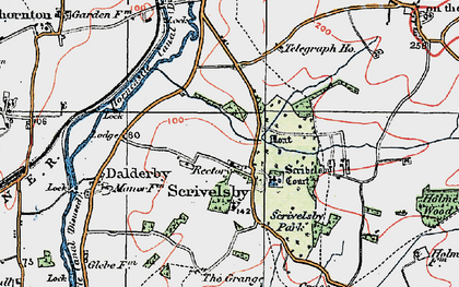 Old map of Scrivelsby in 1923