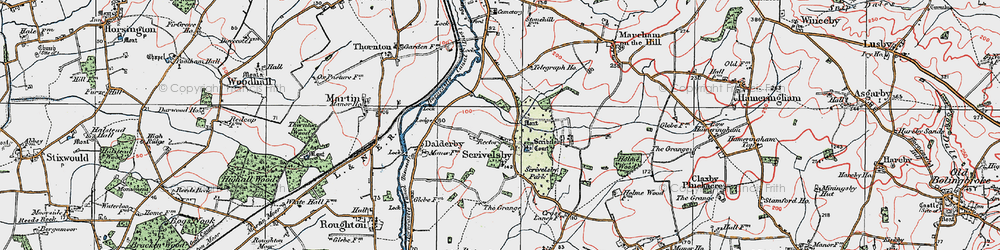 Old map of Scrivelsby in 1923