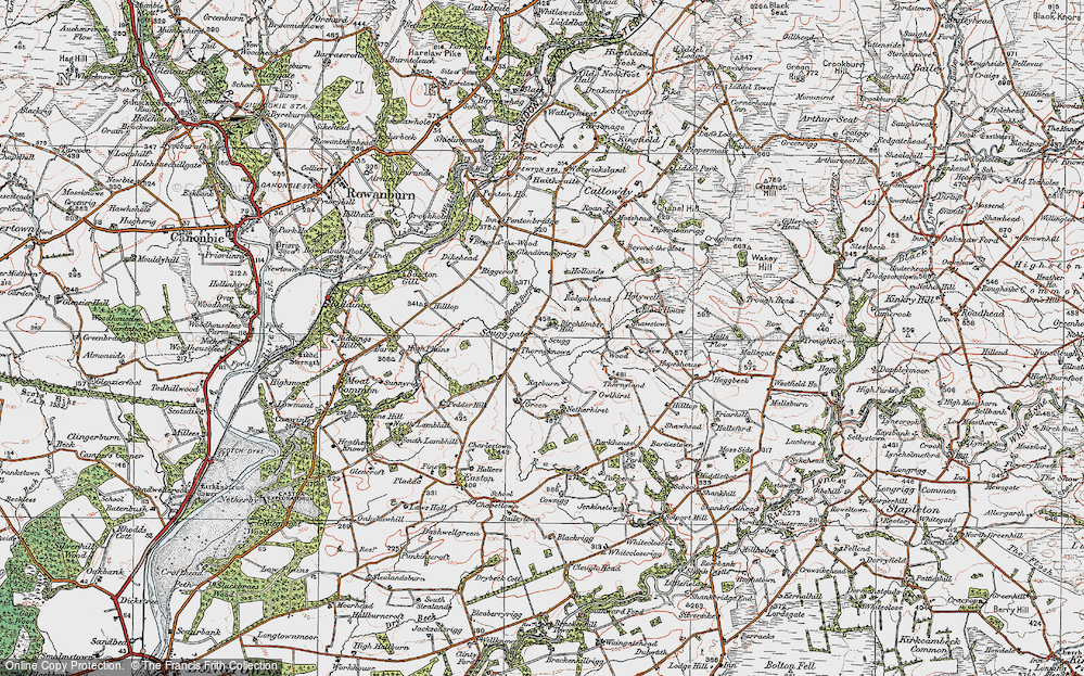 Old Map of Historic Map covering Birchtimber Hill in 1925