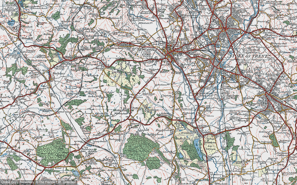 Old Map of Historic Map covering Bentilee Wood in 1921
