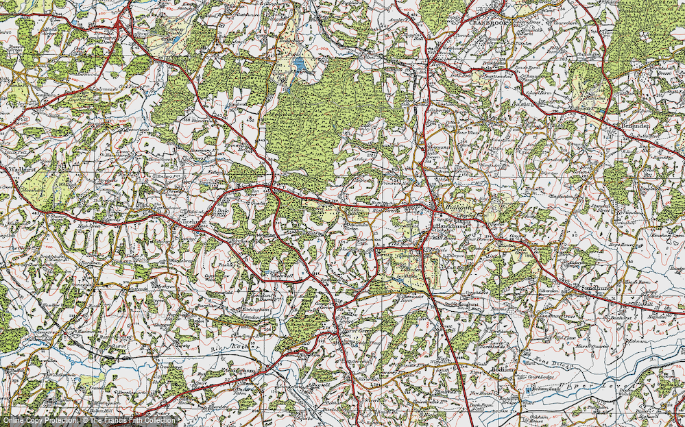 Old Map of Historic Map covering Boarzell in 1921