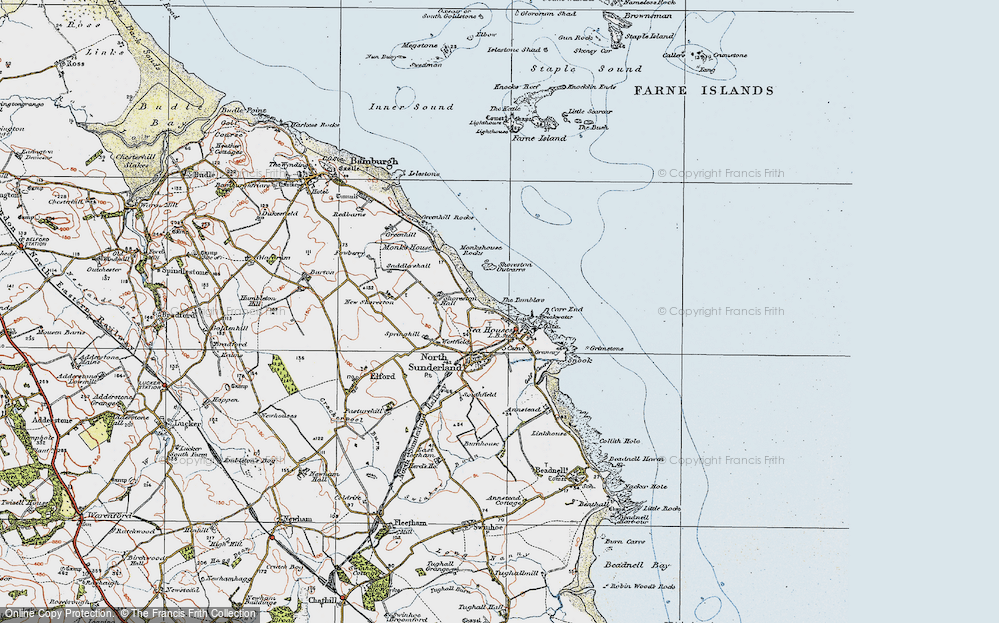 Old Map of Seahouses, 1926 in 1926