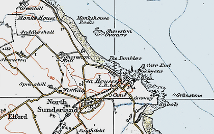 Old map of Seahouses in 1926