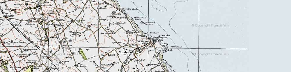 Old map of Seahouses in 1926