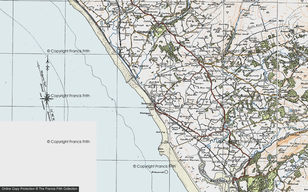 Old Map of Historic Map covering Whitriggs Scar in 1925