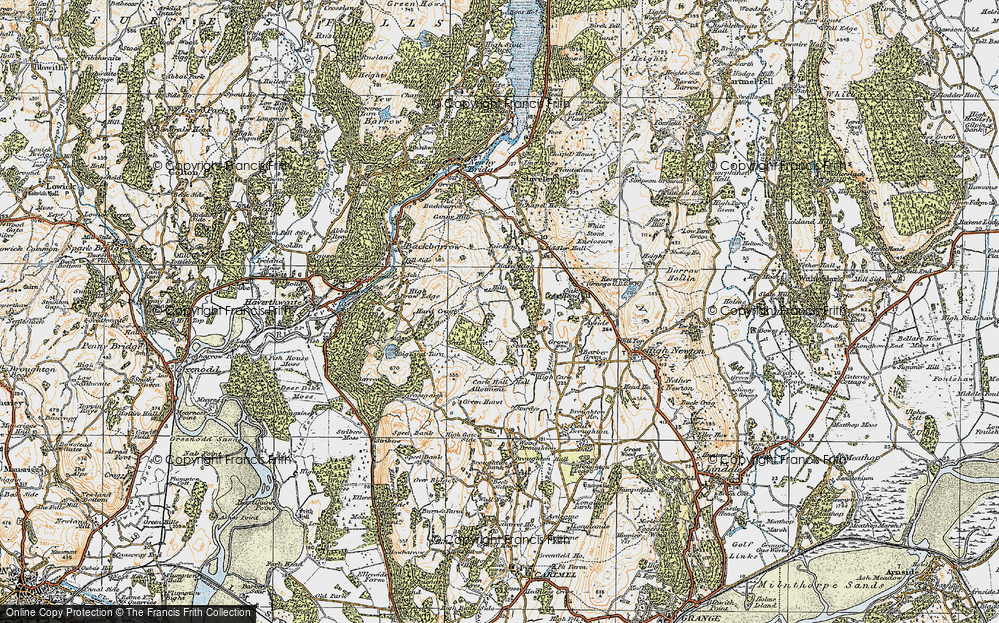 Old Map of Historic Map covering Cark Hall Allotment in 1925