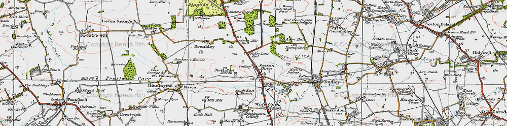 Old map of Seaton Burn in 1925