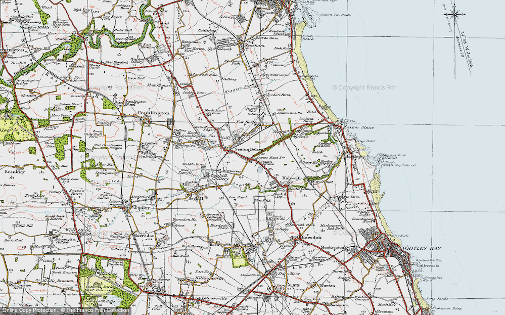 Old Map of Seaton Delaval, 1925 in 1925