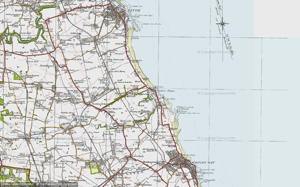 Old Map of Seaton Sluice, 1925 in 1925