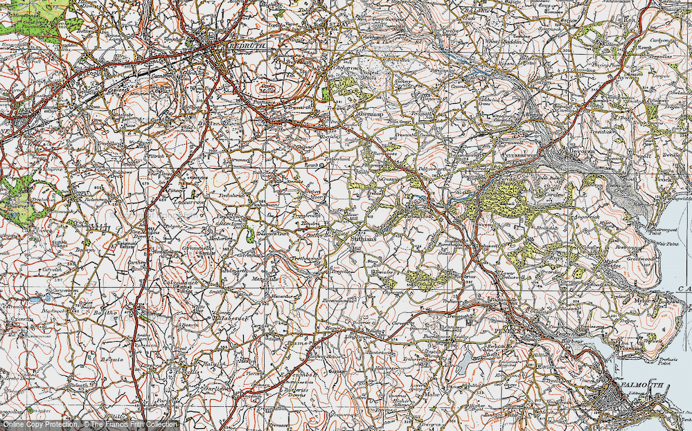 Old Map of Historic Map covering Kennall Vale in 1919