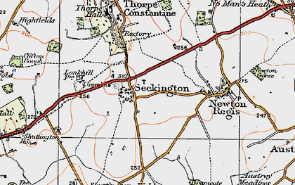 Old map of Seckington in 1921