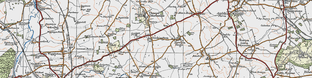 Old map of Seckington in 1921