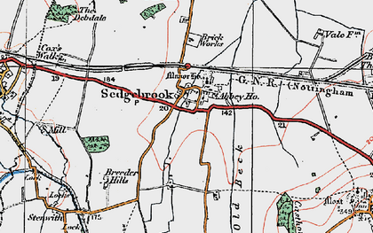 Old map of Sedgebrook in 1921