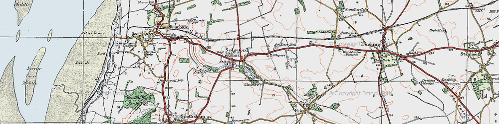 Old map of Sedgeford in 1921
