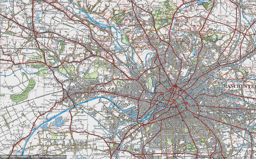 Old Map of Historic Map covering Salford in 1924