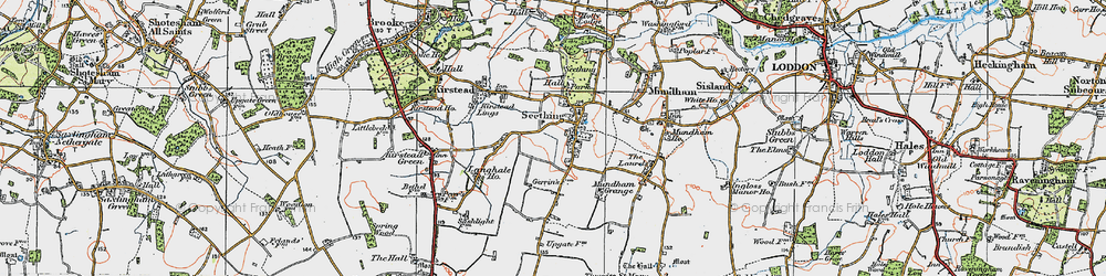 Old map of Langhale Ho in 1922