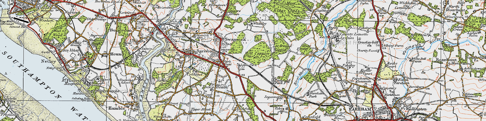 Old map of Segensworth in 1919