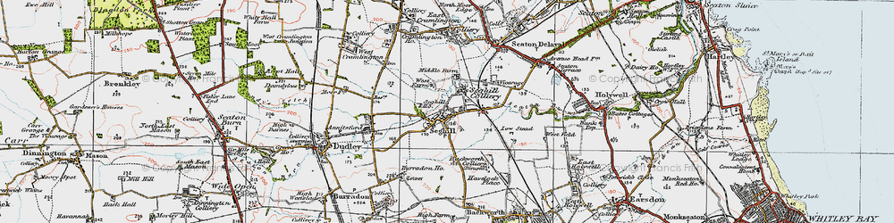 Old map of Seghill in 1925