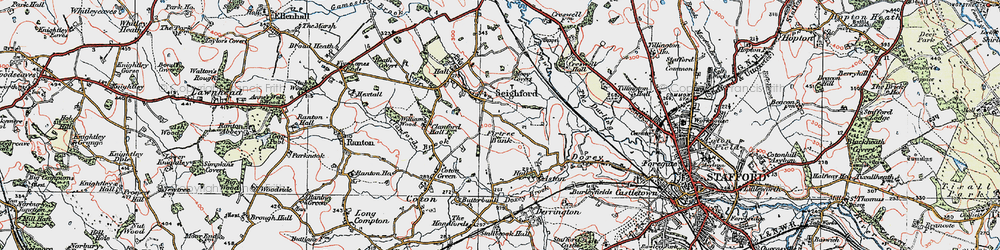 Old map of Seighford in 1921