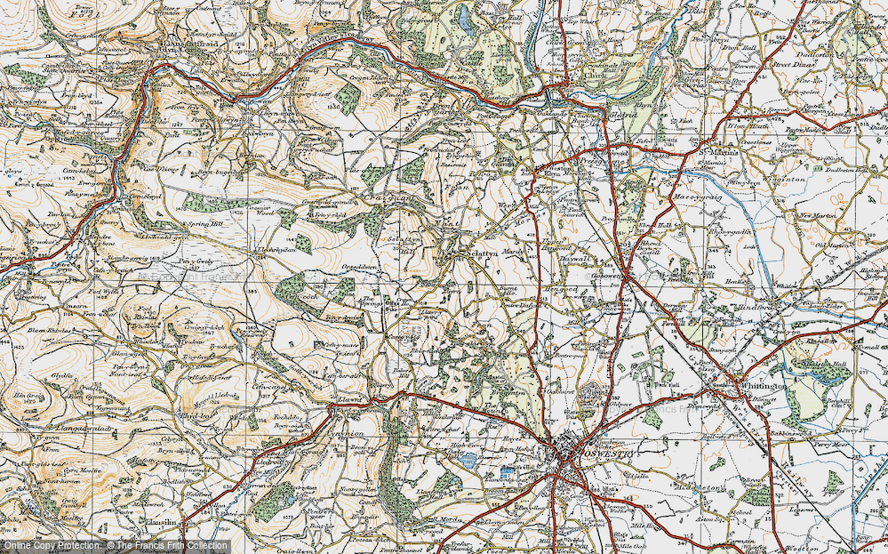 Old Map of Selattyn, 1921 in 1921