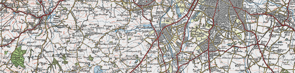 Old map of Selly Oak in 1921
