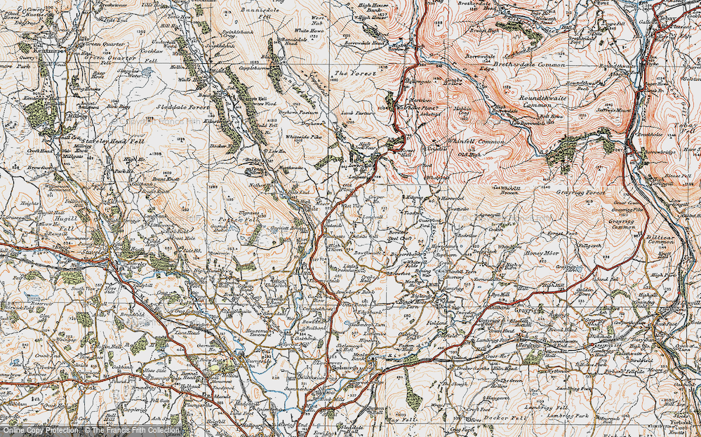 Old Map of Historic Map covering Bouthwaite in 1925