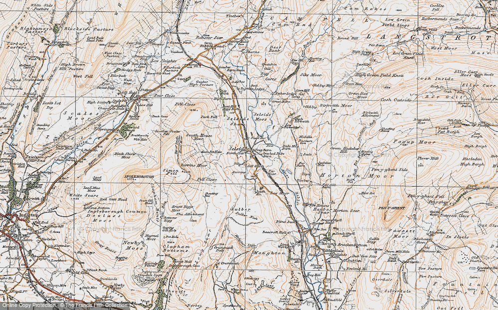 Old Map of Historic Map covering Borrins Moor in 1925