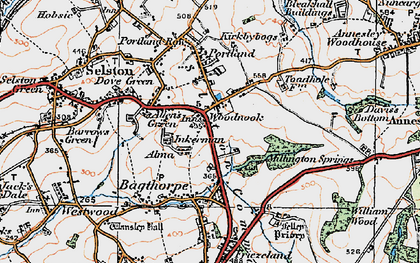 Old map of Selston Common in 1921