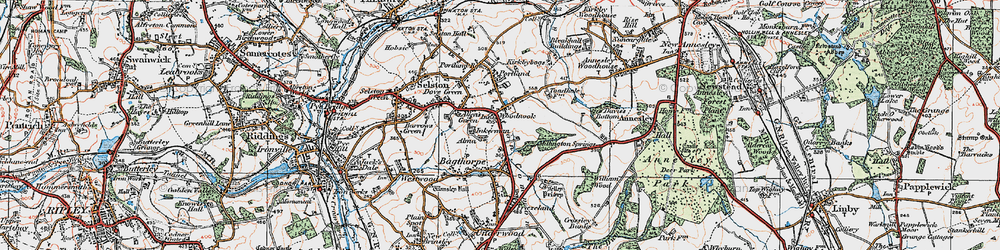 Old map of Selston Common in 1921