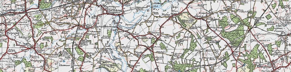 Old map of Send Marsh in 1920